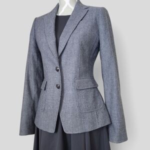 Banana Republic Italian Wool Blend Tailored Blazer Gray Small Houndstooth